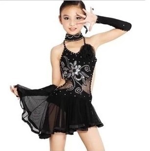 儿童拉丁舞表演服装女童少儿拉丁舞服拉丁黑色比赛裙