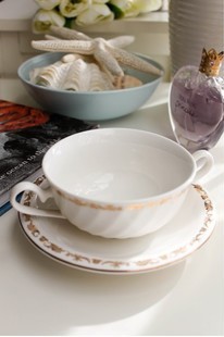 外贸陶瓷 瓷器餐具套装LZ 真金装饰水杯/咖啡杯碟 微波炉不适用