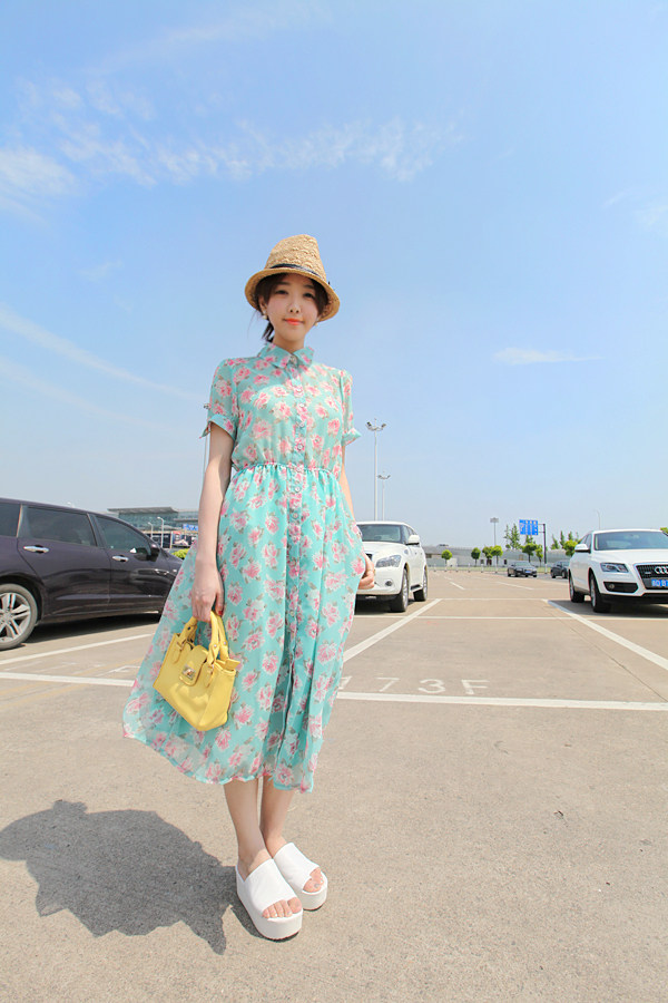 【open_<em>女侠</em>】韩国直<em>入</em>小清新碎花长裙 多色-