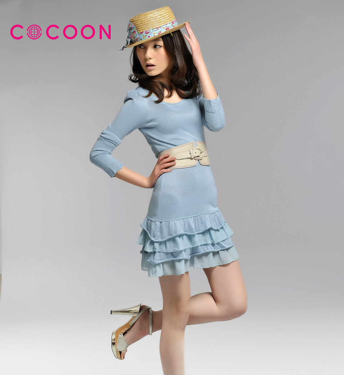 COCOON可可尼2012新品蛋糕式长款针织连衣裙201110011￥998