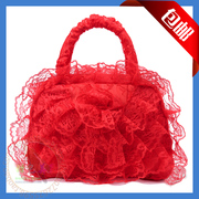 2014新娘包包婚礼用品结婚包伴娘(包伴娘，)手提包大红色蕾丝女包化妆包