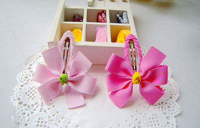 清仓  儿童发饰 儿童平夹 韩国波纹边罗纹结平夹蝴蝶结2元/只