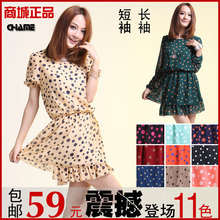 包邮2012圆点修身韩版大码雪纺 连衣裙 夏季 <span class=H>打底</span> 连衣裙 新款女