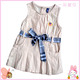 出口外贸品牌童装 米色配格子腰带背心款连衣裙