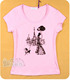 欧美经典 遛狗摩登女郎圆领短袖T恤衫之粉