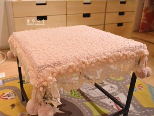 粉色万能盖巾桌布 微波炉罩冰箱床头柜罩电视盖布 蕾丝布艺多用巾