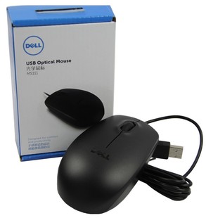 戴尔鼠标Dell笔记本台式机USB口有线鼠标MS111有限黑色鼠