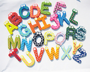 木质26个英文字母磁力贴儿童玩具，宝宝益智英语，磁铁教具数字冰箱贴