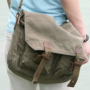 男单肩包休闲包帆布包，美式邮差包潮牌男士斜挎背包，书包绿色斜垮包