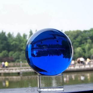 深蓝色水晶球水晶玻璃球钴蓝宝石蓝 水晶饰品直径3-10厘米多尺寸
