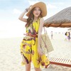 沙滩裙 短款 波西米亚显瘦大码雪纺连衣裙子海边度假韩版2017