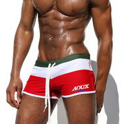 男士泳裤平角红色游泳裤温泉专用性感紧身撞色速干aqux低腰平角裤