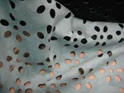 水粉绿磨沙绒镂空布料春秋时装裙子门幅1.5米宽