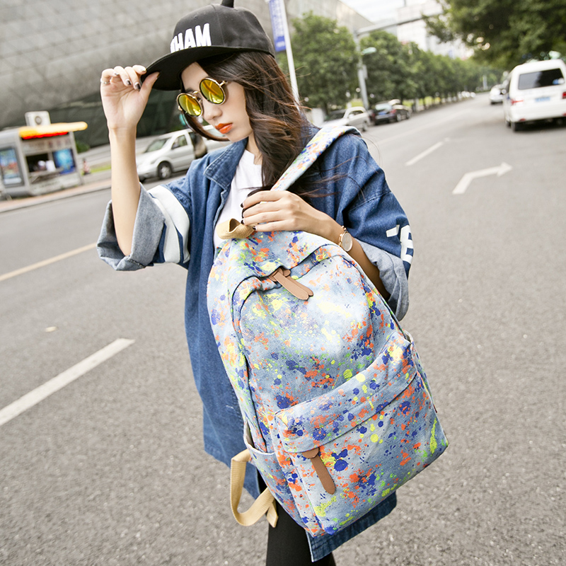 背包女双肩 潮韩时尚双肩包女中学生日韩书包