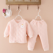 春秋宝宝保暖内衣套装，0-1岁开衫婴儿，夹棉薄棉袄纯棉新生儿衣服