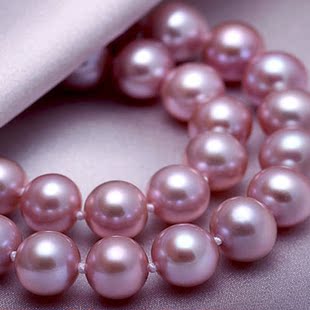 奢华珠宝级 天然珍珠项链 纯紫色9-10mm 正圆 极亮泽送妈妈