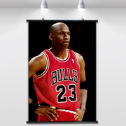 NBA公牛时期乔丹肖像写真23号球衣复古装饰布料墙画篮球海报挂画
