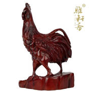 木雕鸡 红木工艺品木雕摆件 红檀生肖公鸡25cm客厅玄关