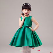 女童公主裙儿童礼服蓬蓬裙六一儿童节演出钢琴礼服裙花童绿色黑秋
