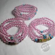 天然粉水晶108颗佛珠手链，女多层缠绕手串，饰品送闺蜜姐妹
