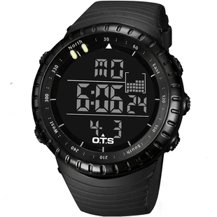 ots手表时尚运动手表大表盘，防水游泳多功能，军表户外学生电子男表