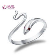 沁缘灵蛇925银戒指 女士开口戒指指环 韩版时尚银饰情人节礼物