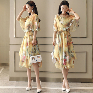 ccdd2018夏装牌女装甜美小清新韩版时尚，修身雪纺连衣裙