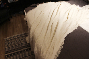 外贸原单美式乡村沙发巾，沙发罩盖布棉麻沙发，毯床单盖巾布艺网格