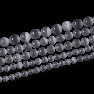 diy手工水晶饰品6-10mm白猫眼石，半成品串珠散珠子批多色可选