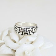 欧美饰品原单B20 出口复古花纹戒指指环尾戒内径1.6厘米