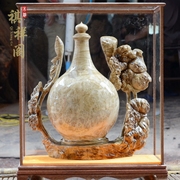 缅甸黄金樟 树瘤精雕花瓶富贵平安瓶 木雕根雕特色工艺艺术品摆件