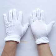 全棉三筋白手套礼仪手套带扣耐磨透气防晒礼宾司机作业手套