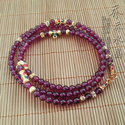 紫色西瓜晶项链 金色五挂泰国佛牌水晶毛衣挂链 可定制其他款式