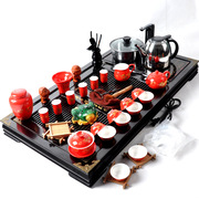 茶盘四合一抽水电磁炉茶具 金龙陶瓷茶具套装功夫茶具 实木TC--52