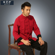 民族唐装男长袖外套中老年纯棉双面穿中国风男装粗布男士休闲上衣