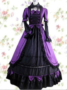  Lolita哥特式维多利亚时代接袖连身长裙 公主宫廷洋装 定制