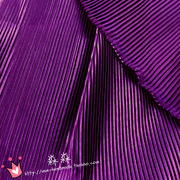 服装布料 星空紫色细条纹风琴褶压皱百褶仿真丝色丁 不透裙子面料