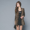 韩国修身豹纹小西装，女中长款西服性感长袖，夜店春秋外套潮