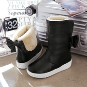 冬季韩版马丁靴骑士靴松榚雪地靴女士短筒靴女靴女棉鞋毛毛