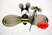 演出道具六一儿童蜜蜂翅膀天使翅膀黑色蜜蜂翅膀蜜3件套黑色翅膀