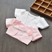 女童披肩薄款短袖童装公主裙披肩儿童宝宝夏季白粉色短款开衫外套
