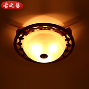中式复古实木雕花圆形吸顶灯客厅，灯卧室灯，餐厅灯过道灯阳台灯具