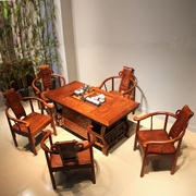 中式仿古经典宝鼎如意茶台五件套刺猬紫檀红木茶桌中山允品家具