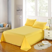 全棉纯色黄色床单纯棉素色床笠单双人(单双人)枕套，酒店宿舍床品1.5m1.8m
