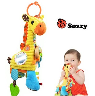 sozzy长颈鹿八音拉琴拉铃宝宝，玩具安抚玩偶牙胶车挂床挂0-1岁