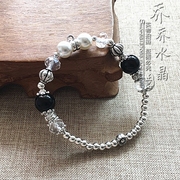 黑玛瑙水晶手串手链 银色泰国佛牌挂链可定制其他款式