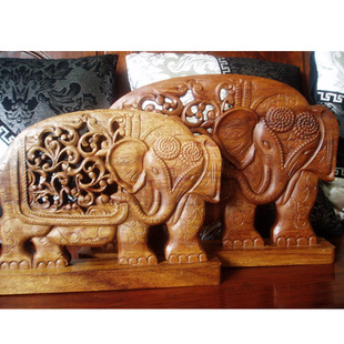 特东南亚风格装饰摆件个性吉祥柚木大象摆饰欧式实木入户摆设