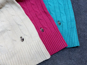 小熊女款秋冬款天蓝色玫红色扭花开衫外套保暖羊毛衣155-160-165