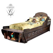 地中海风格创意儿童床 定制实木床男孩海盗船床 单人床子母床