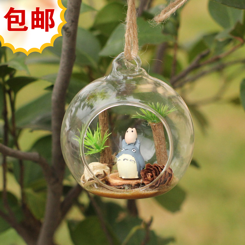 水晶玻璃吊球微景观可爱龙猫多肉diy圣诞节创